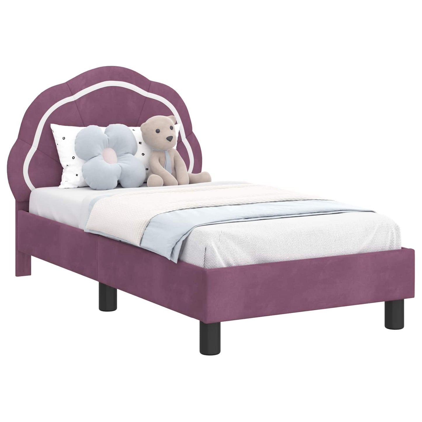 Gyerekágy keret fejtámlával Lila 70 x 140 cm Bársony