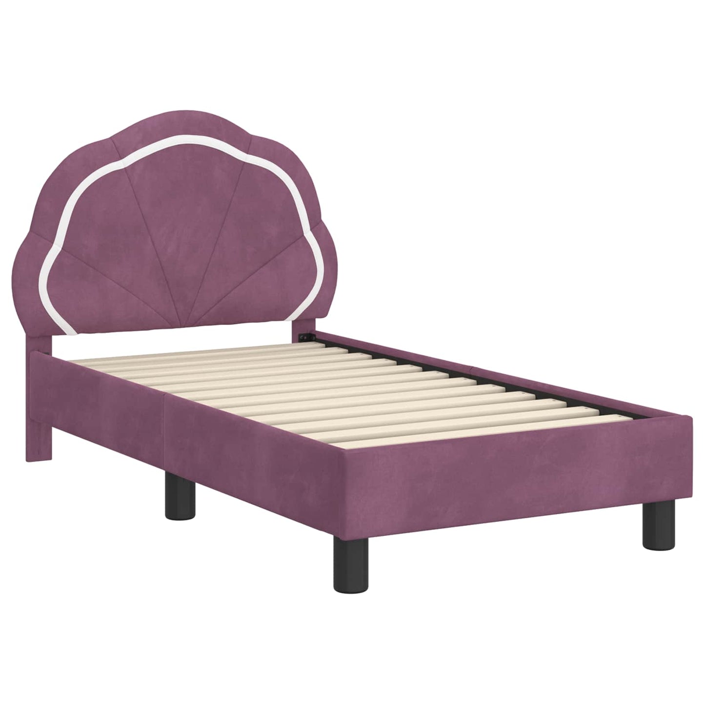 Gyerekágy keret fejtámlával Lila 70 x 140 cm Bársony