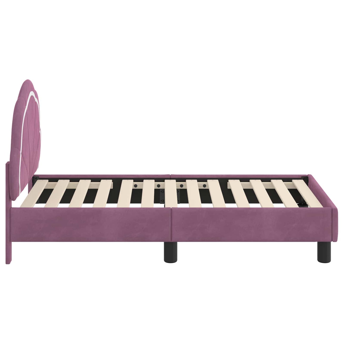 Gyerekágy keret fejtámlával Lila 70 x 140 cm Bársony
