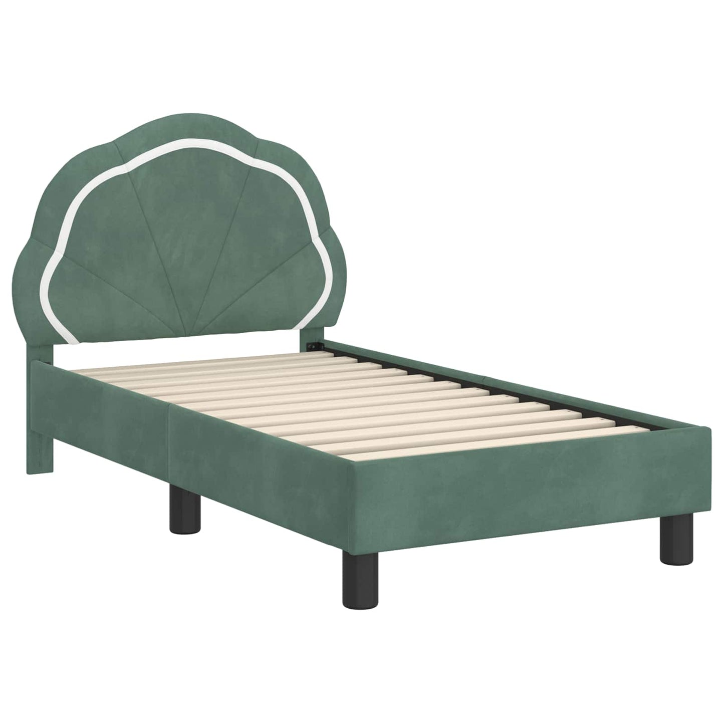 Gyerekágy keret fejtámlával Tengeri Zöld 70 x 140 cm Bársony