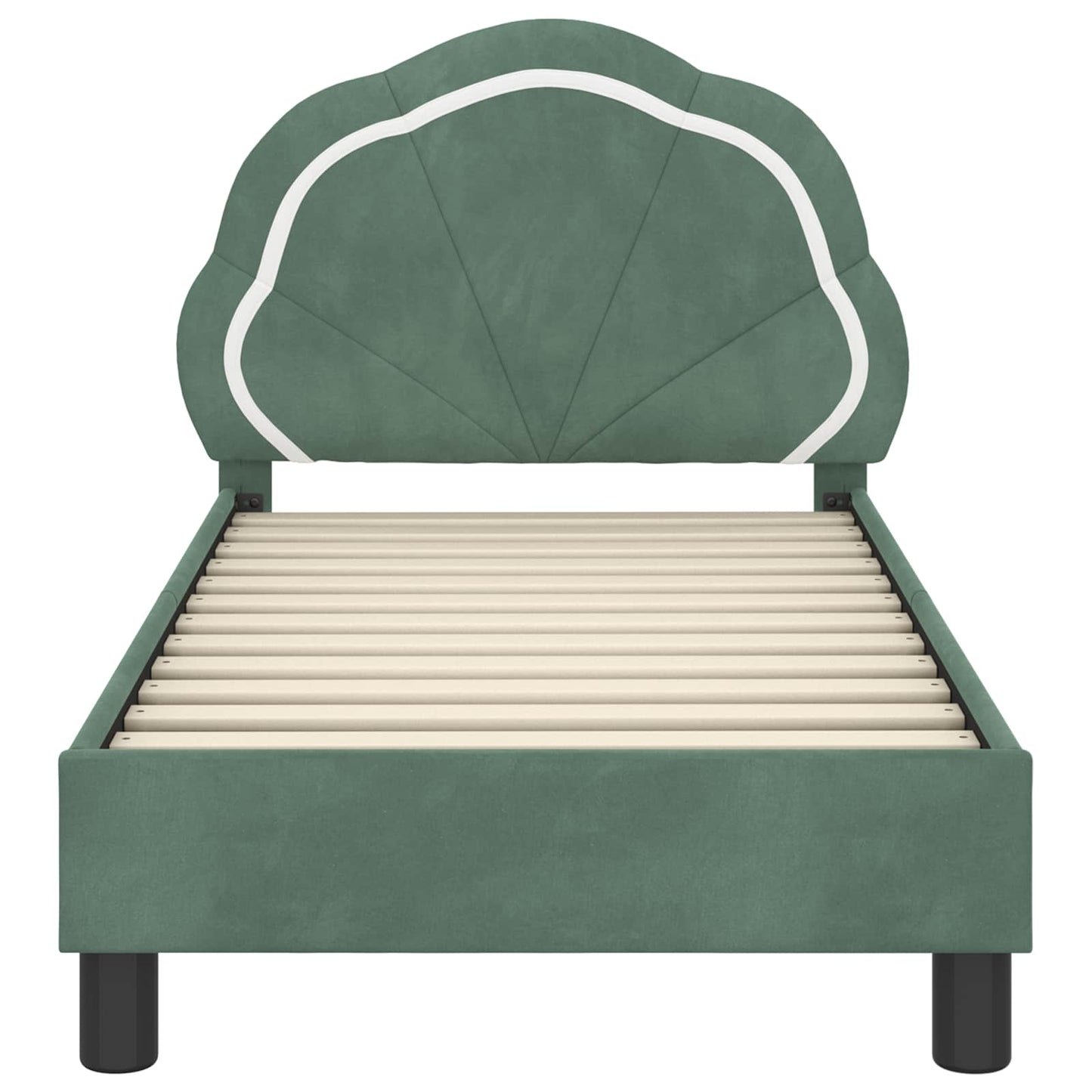 Gyerekágy keret fejtámlával Tengeri Zöld 70 x 140 cm Bársony