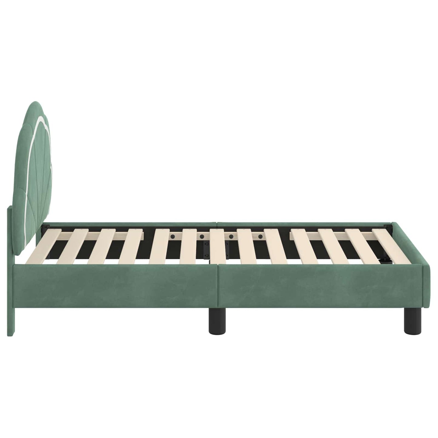 Gyerekágy keret fejtámlával Tengeri Zöld 70 x 140 cm Bársony
