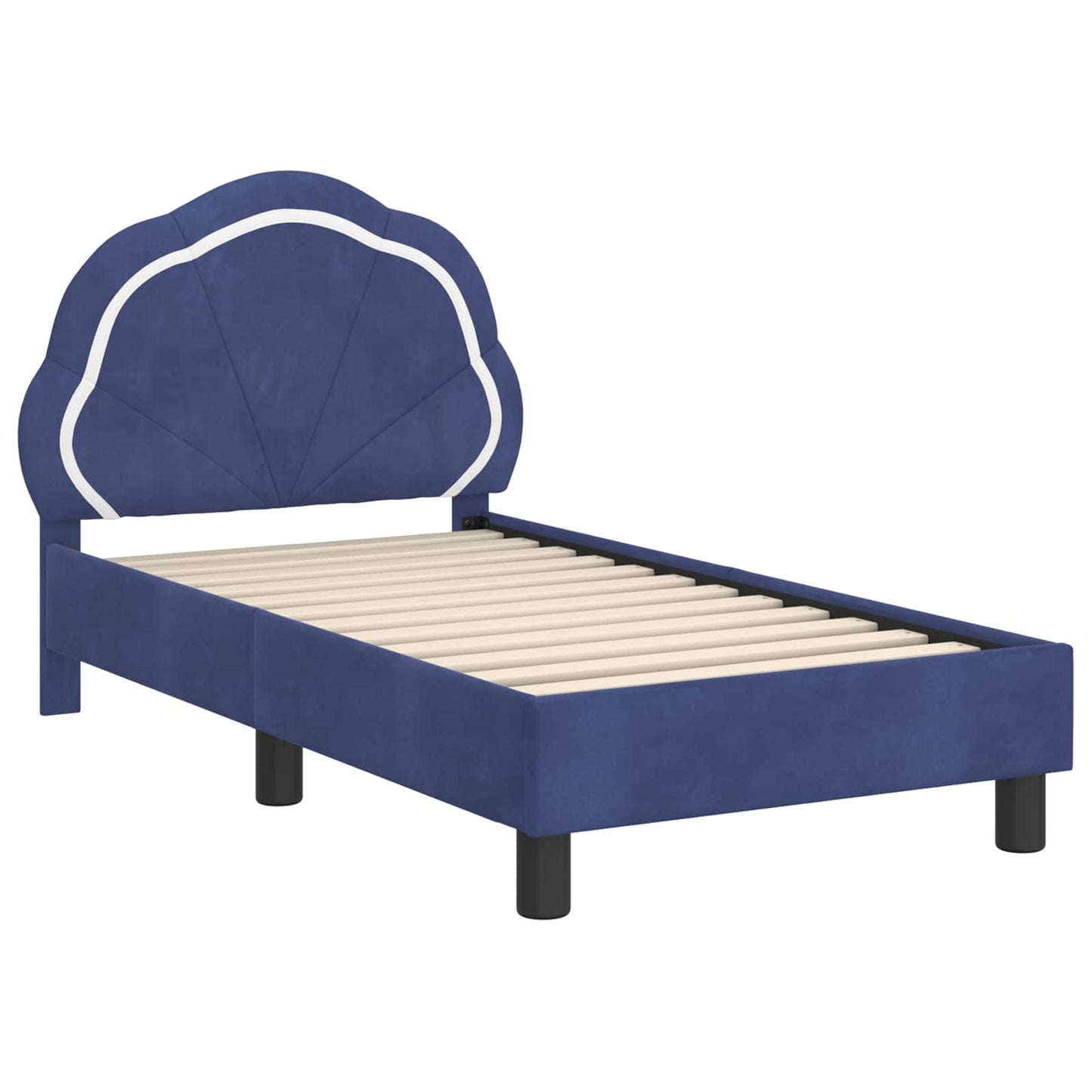 Gyerekágy keret fejtámlával Rendőrségi kék 70 x 140 cm Bársony