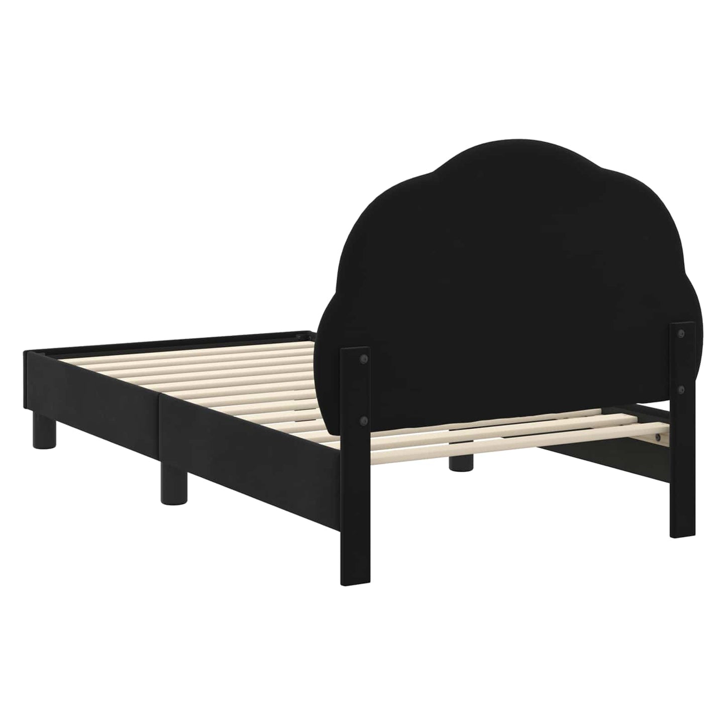 Gyerekágy kerettel fejtámlával Fekete 80 x 160 cm Bársony