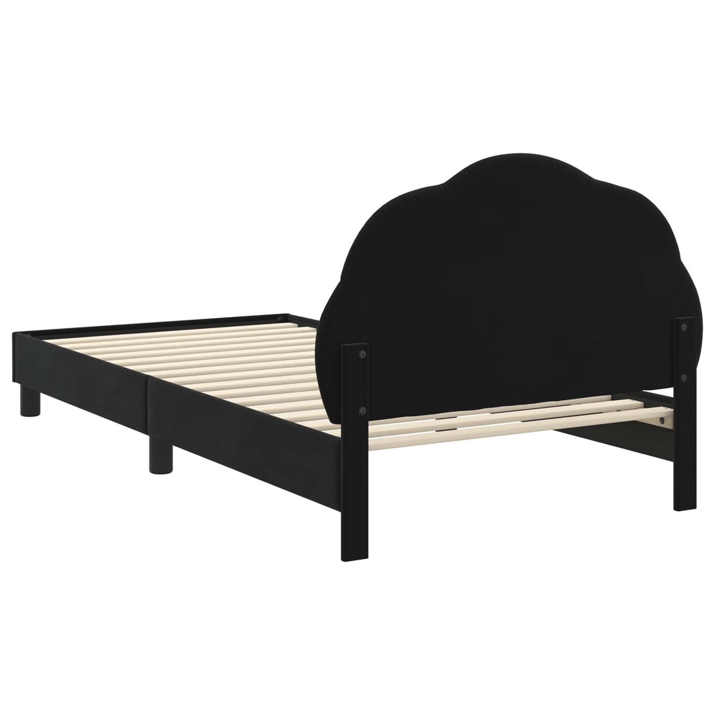 Gyerekágy kerettel fejtámlával Fekete 80 x 200 cm Bársony