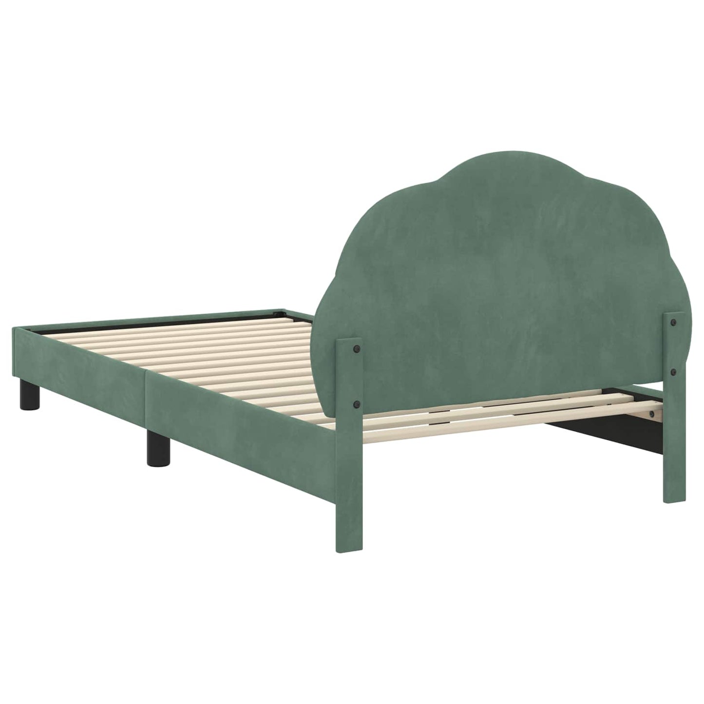 Gyerekágy kerettel fejtámlával Tengeri Zöld 90 x 190 cm Bársony