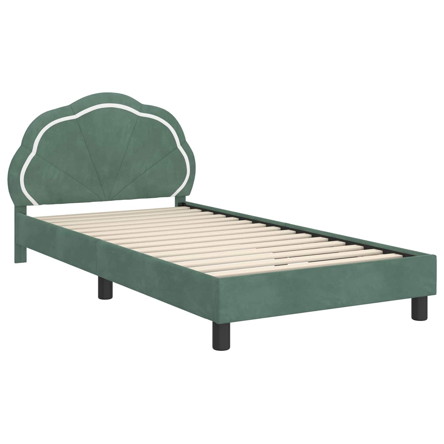 Gyerekágy kerettel fejtámlával Tengeri Zöld 90 x 200 cm Bársony