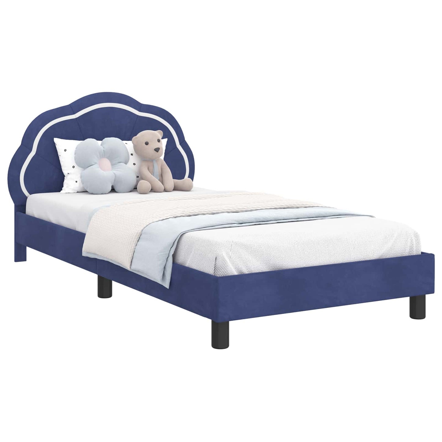 Gyerekágy kerettel Rendőrségi kék 90 x 200 cm Bársony