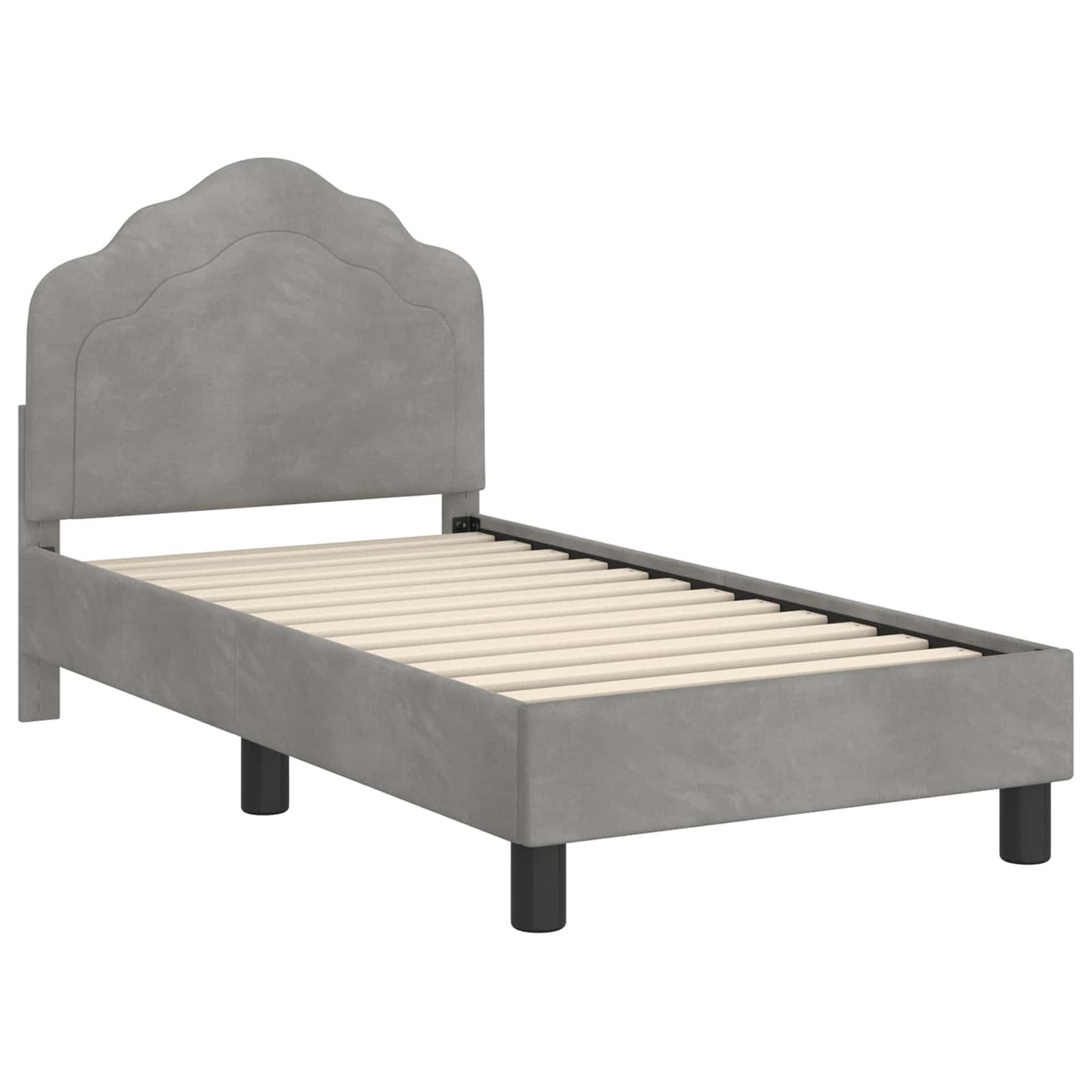 Gyerekágy keret fejtámlával Világosszürke 70 x 140 cm Bársony