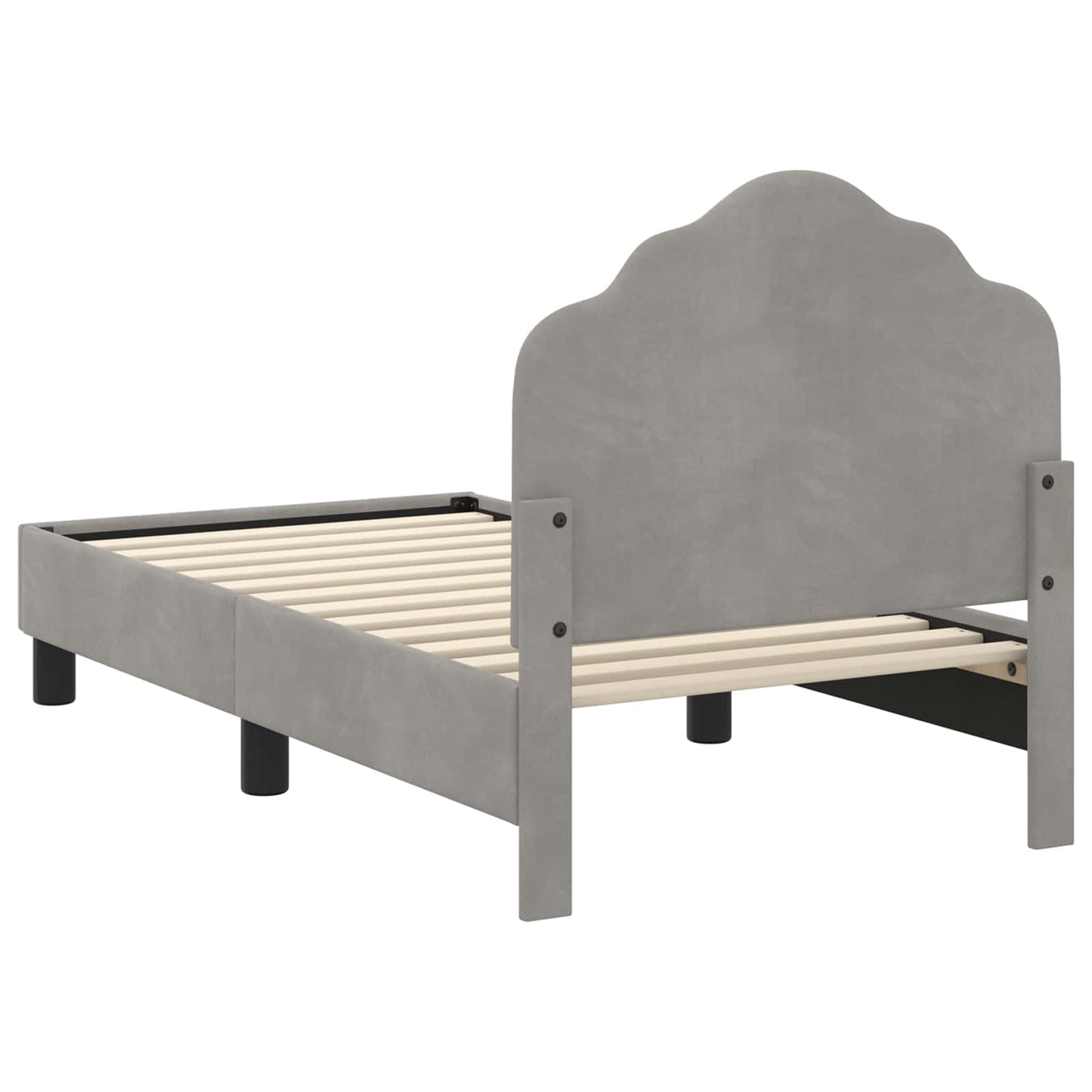 Gyerekágy keret fejtámlával Világosszürke 70 x 140 cm Bársony