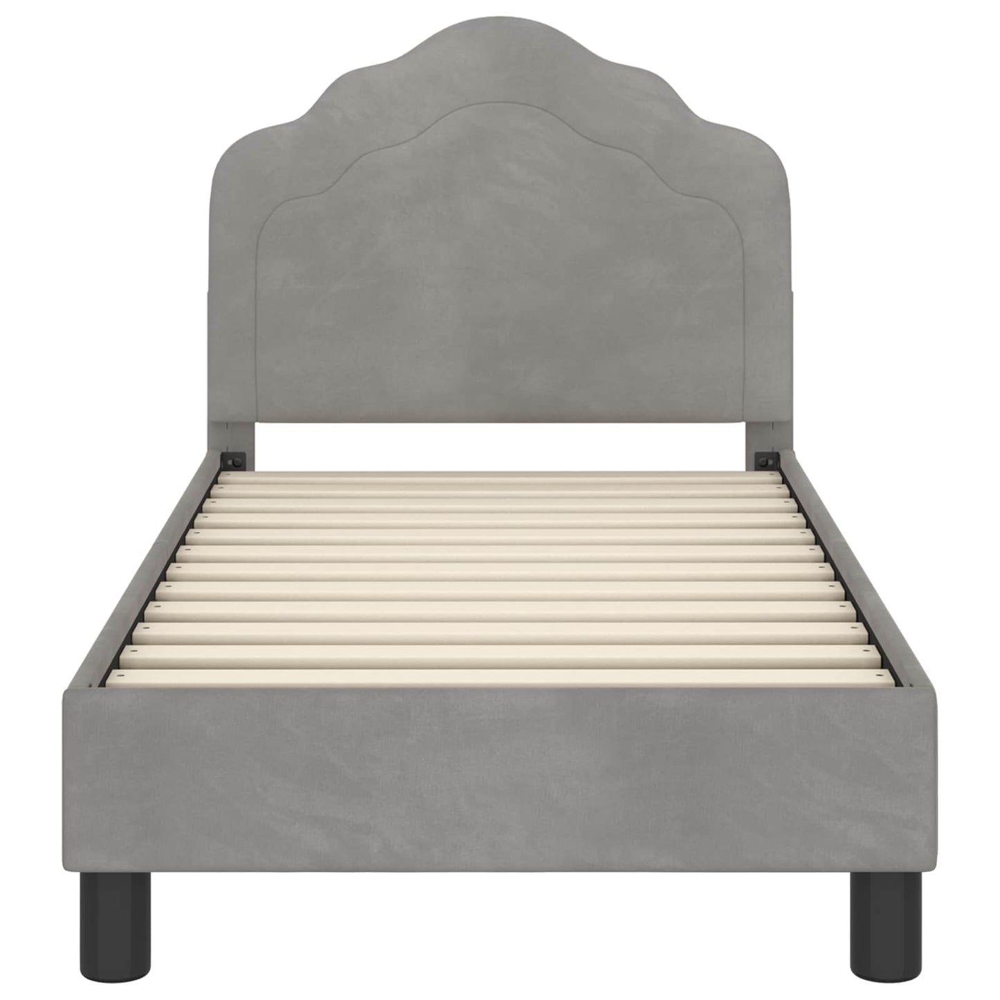 Gyerekágy keret fejtámlával Világosszürke 70 x 140 cm Bársony