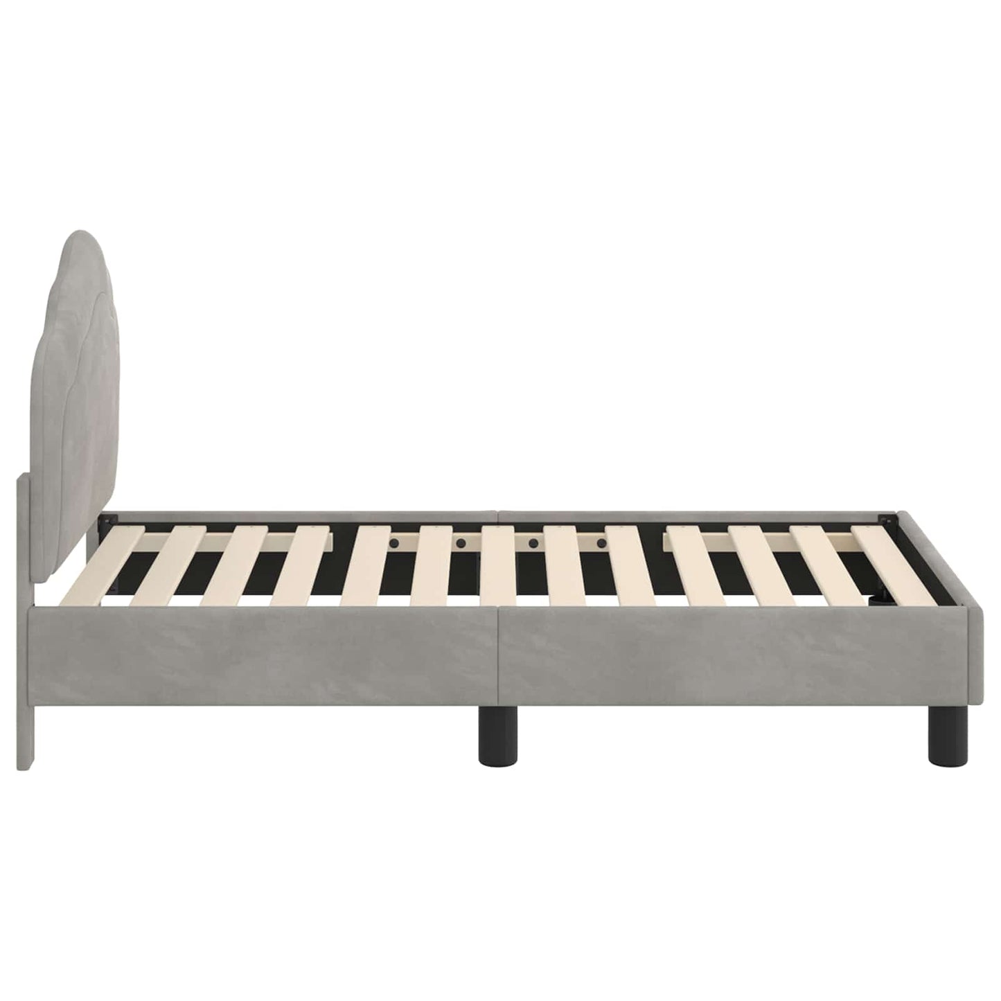 Gyerekágy keret fejtámlával Világosszürke 70 x 140 cm Bársony
