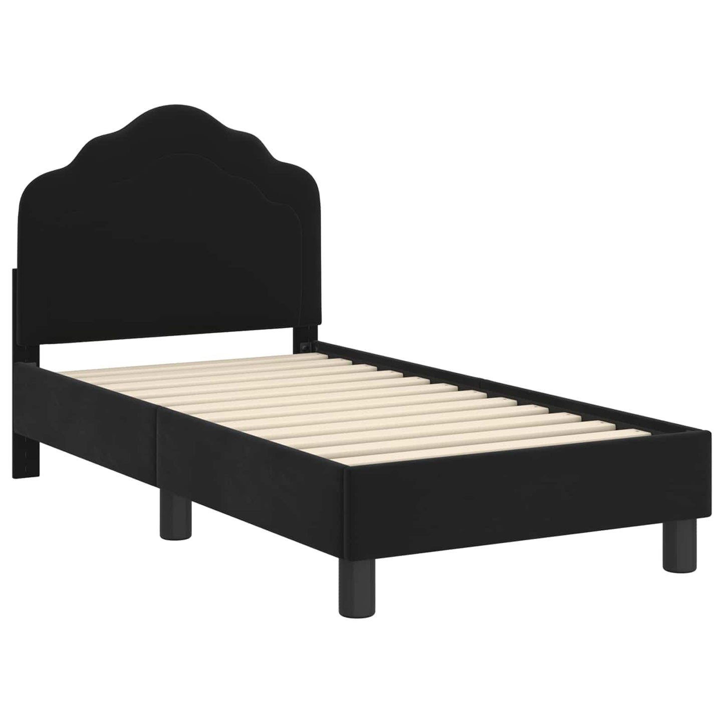 Gyerekágy keret fejtámlával Fekete 70 x 140 cm Bársony