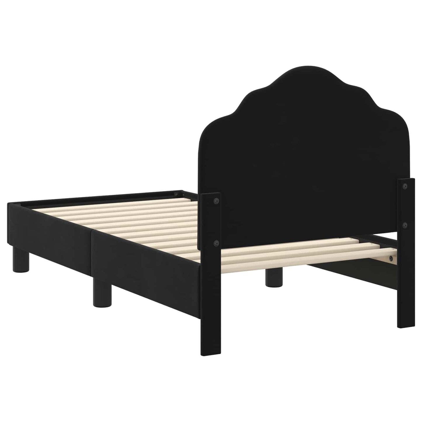 Gyerekágy keret fejtámlával Fekete 70 x 140 cm Bársony