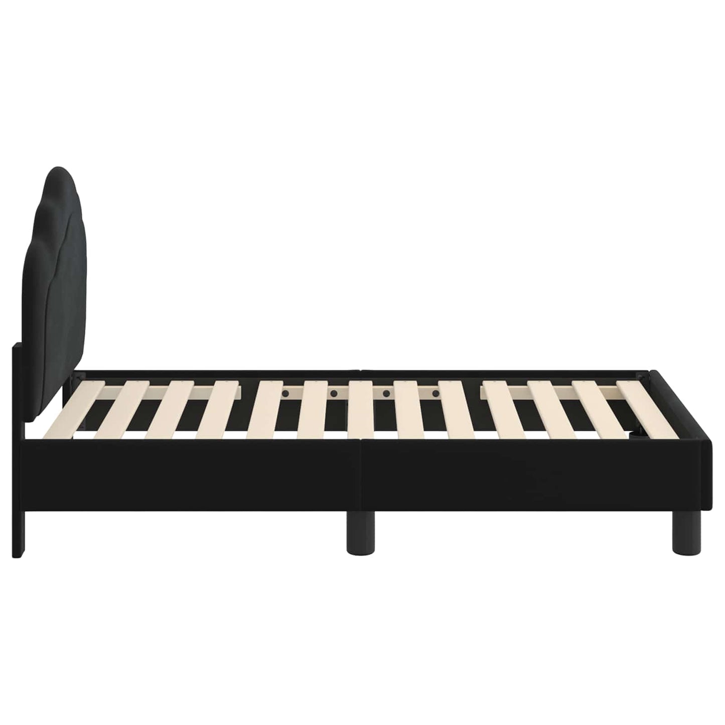 Gyerekágy keret fejtámlával Fekete 70 x 140 cm Bársony