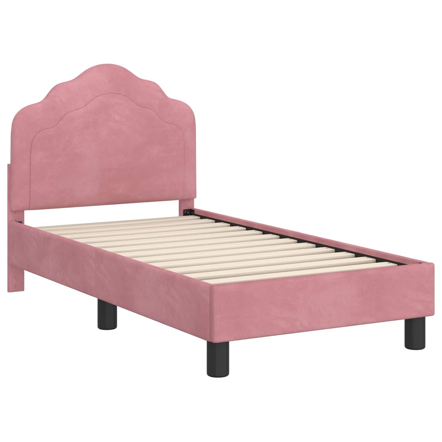 Gyerekágy keret fejtámlával Rózsaszín 70 x 140 cm Bársony