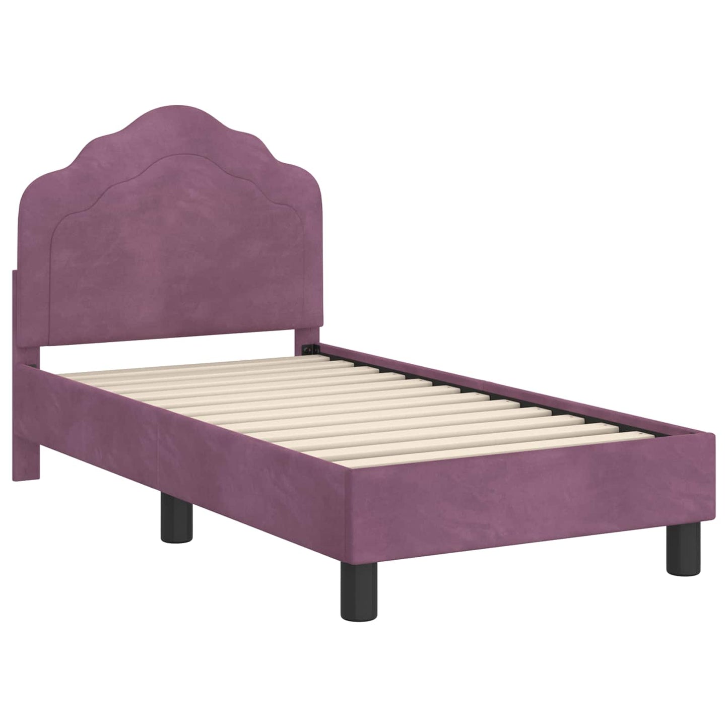 Gyerekágy keret fejtámlával Lila 70 x 140 cm Bársony