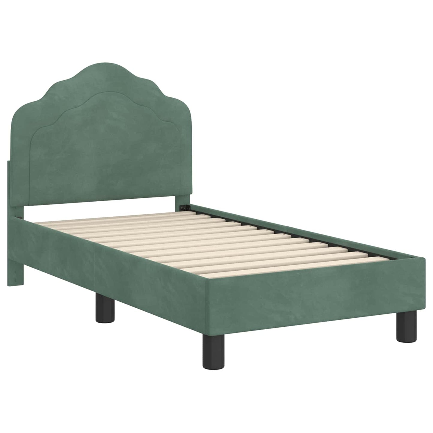 Gyerekágy keret fejtámlával Tengeri Zöld 70 x 140 cm Bársony