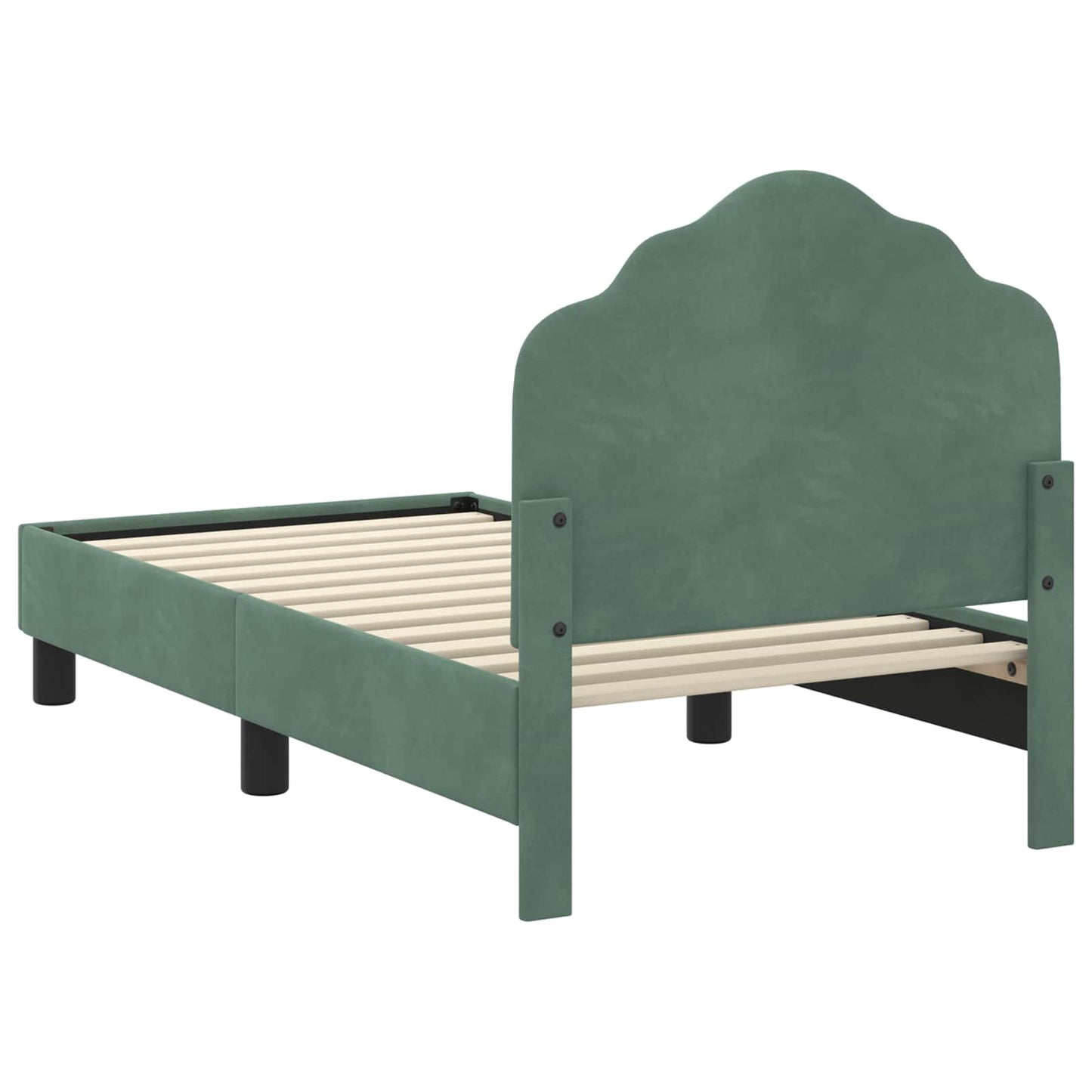 Gyerekágy keret fejtámlával Tengeri Zöld 70 x 140 cm Bársony