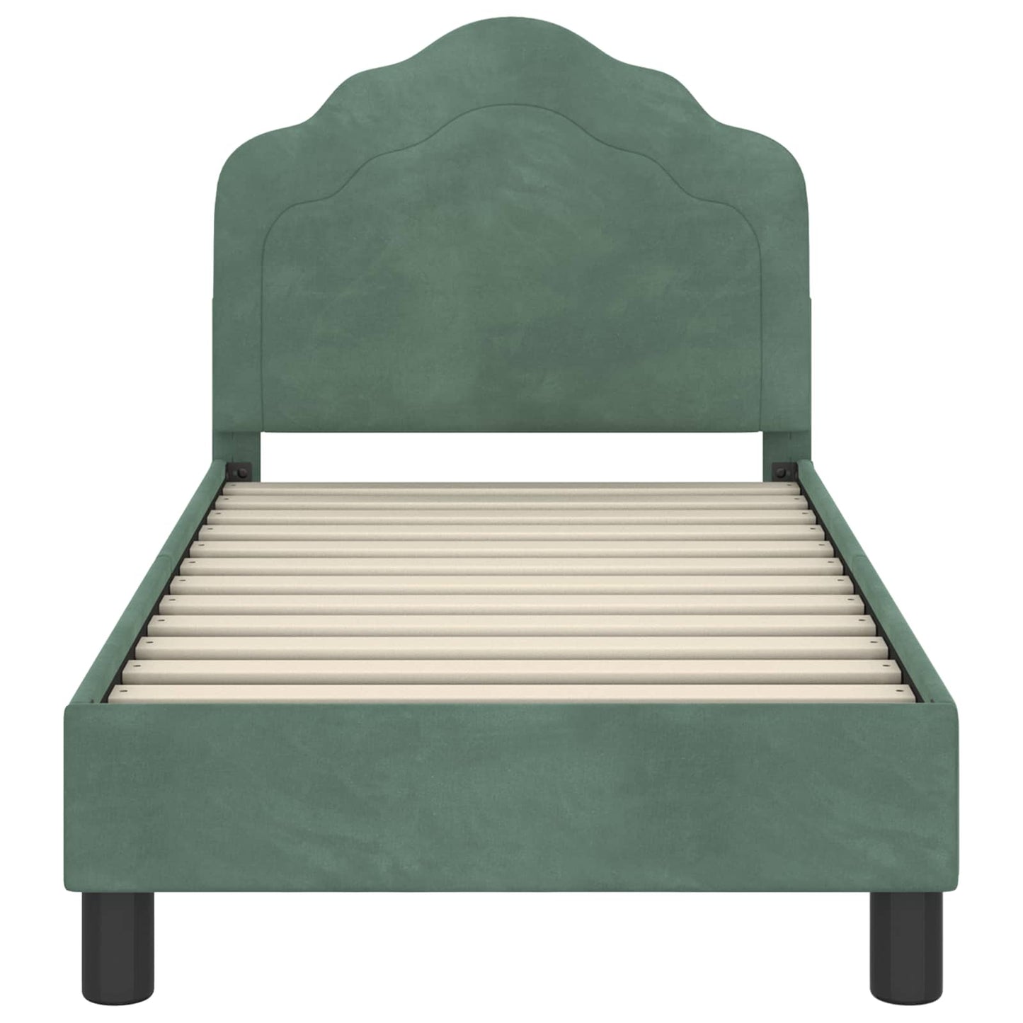 Gyerekágy keret fejtámlával Tengeri Zöld 70 x 140 cm Bársony