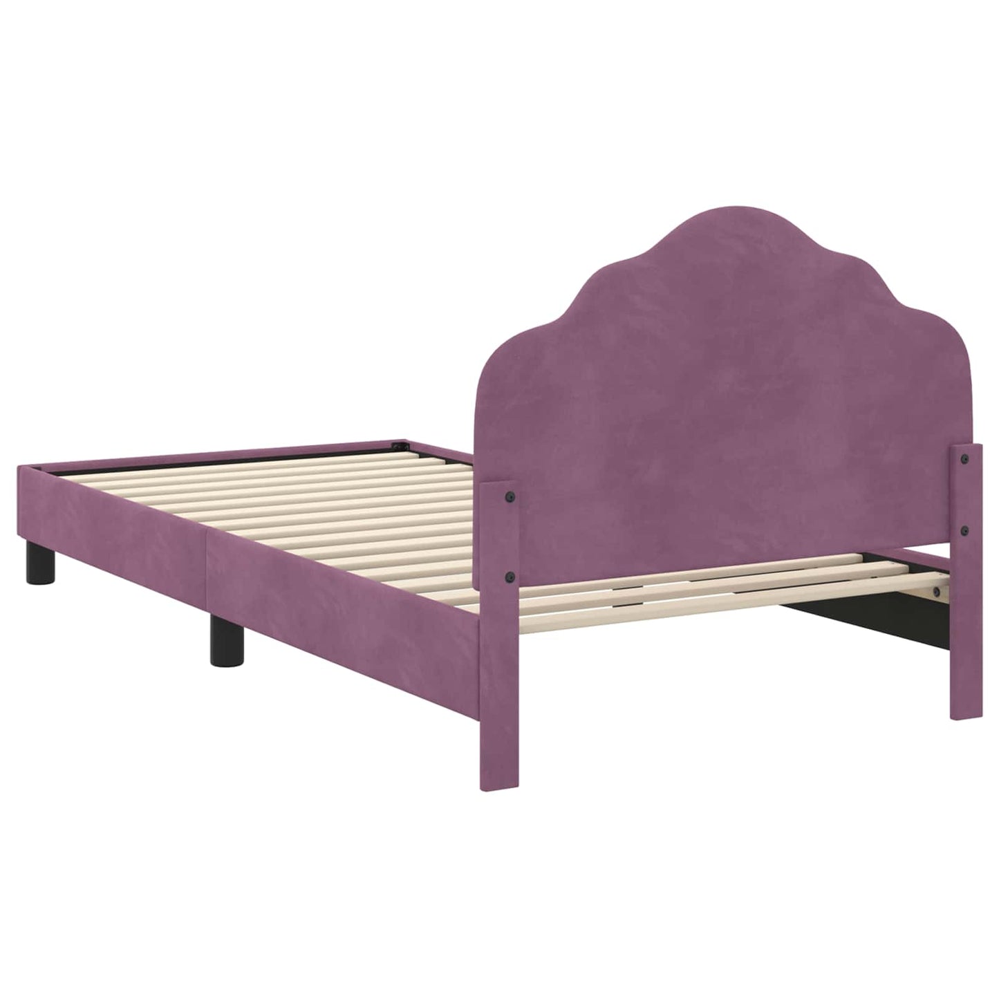 Gyerekágy kerettel fejtámlával Lila 80 x 200 cm Bársony