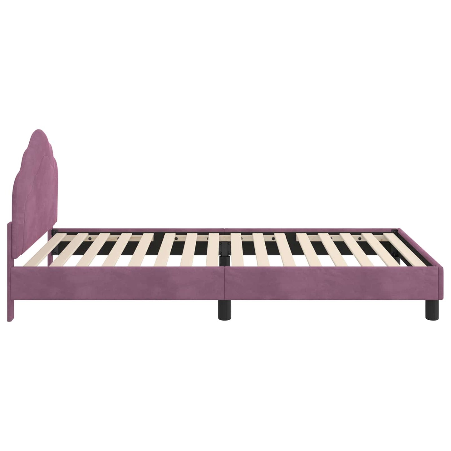 Gyerekágy kerettel fejtámlával Lila 80 x 200 cm Bársony