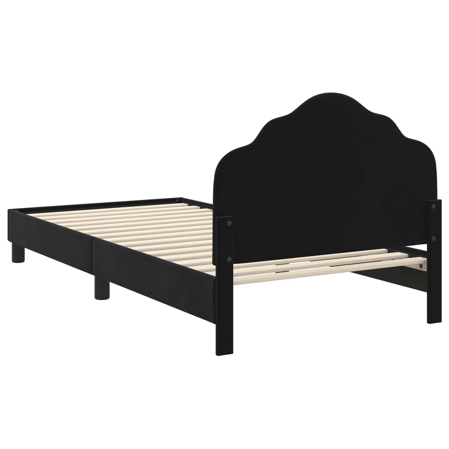 Gyerekágy kerettel fejtámlával Fekete 90 x 190 cm Bársony