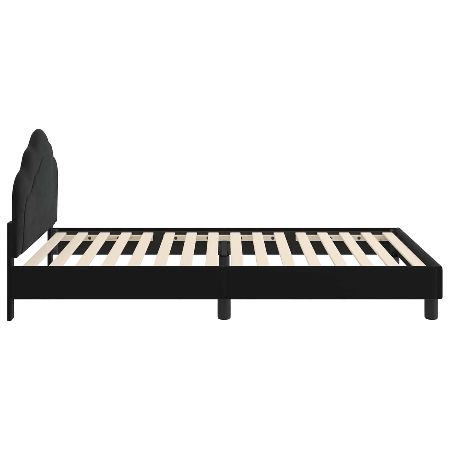 Gyerekágy kerettel fejtámlával Fekete 90 x 190 cm Bársony