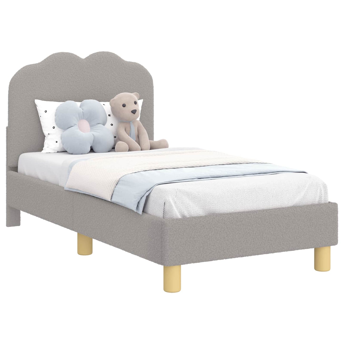 Gyerekágy keret fejtámlával Világosszürke 70 x 140 cm Bouclé