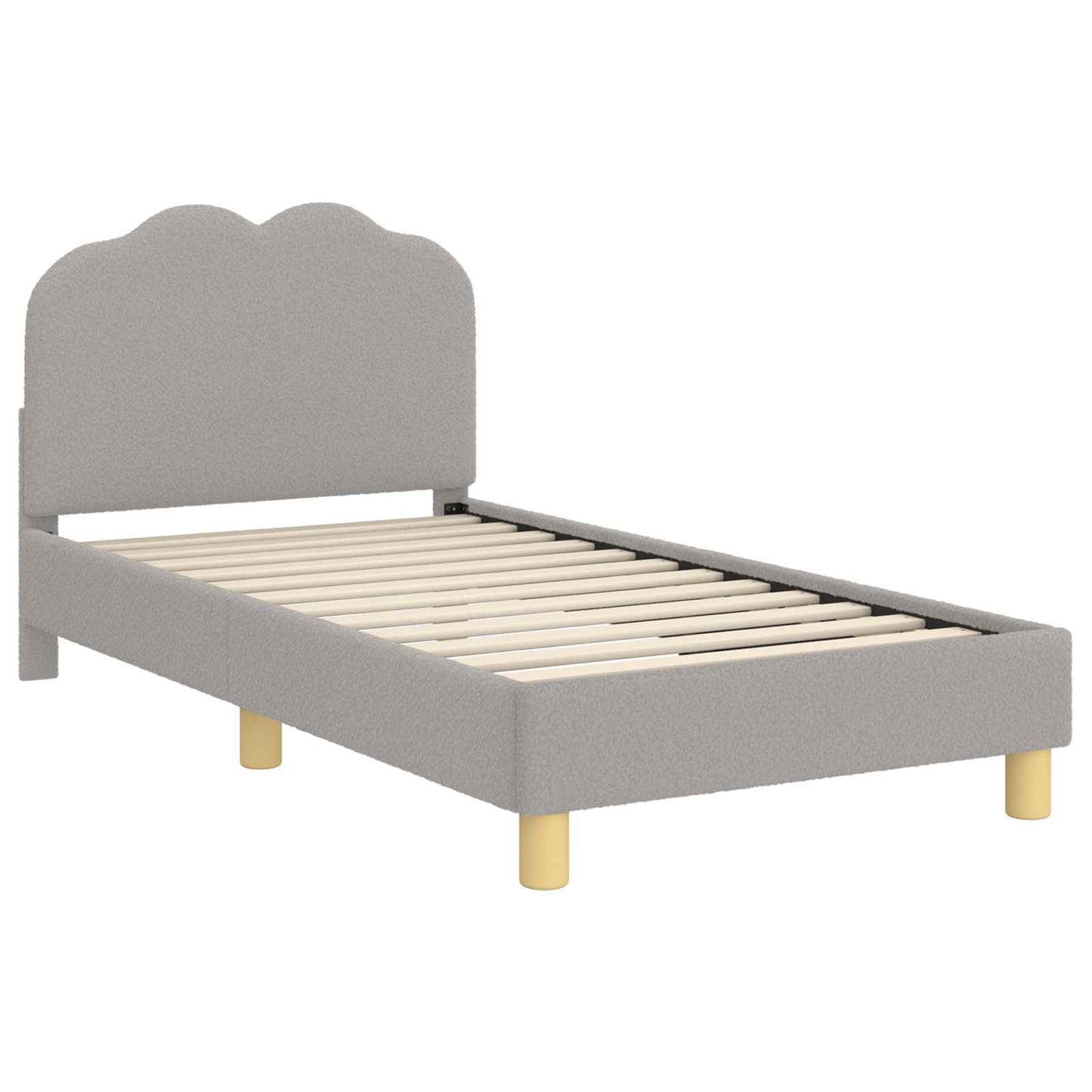 Gyerekágy kerettel fejtámlával Világosszürke 80 x 160 cm Bouclé