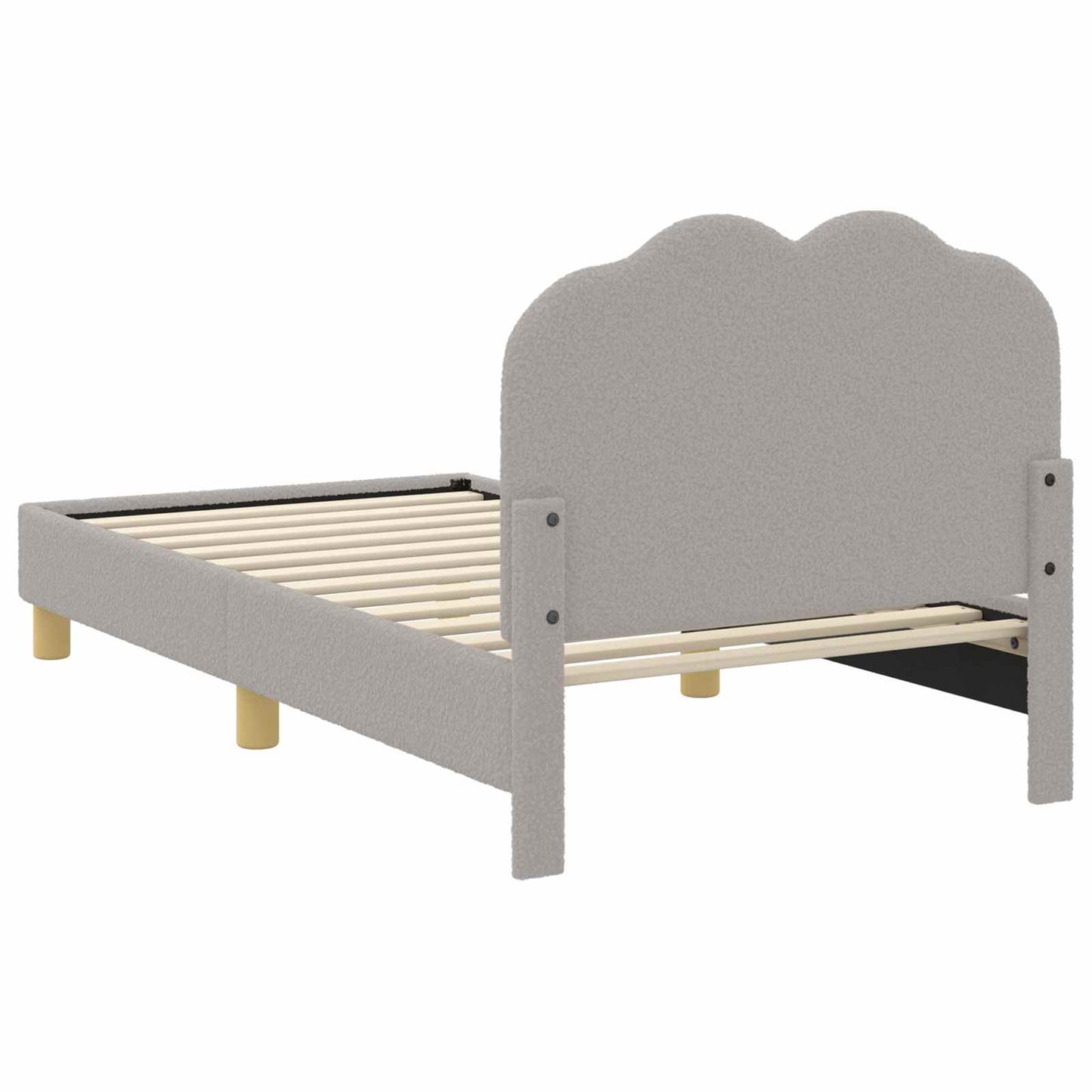 Gyerekágy kerettel fejtámlával Világosszürke 80 x 160 cm Bouclé