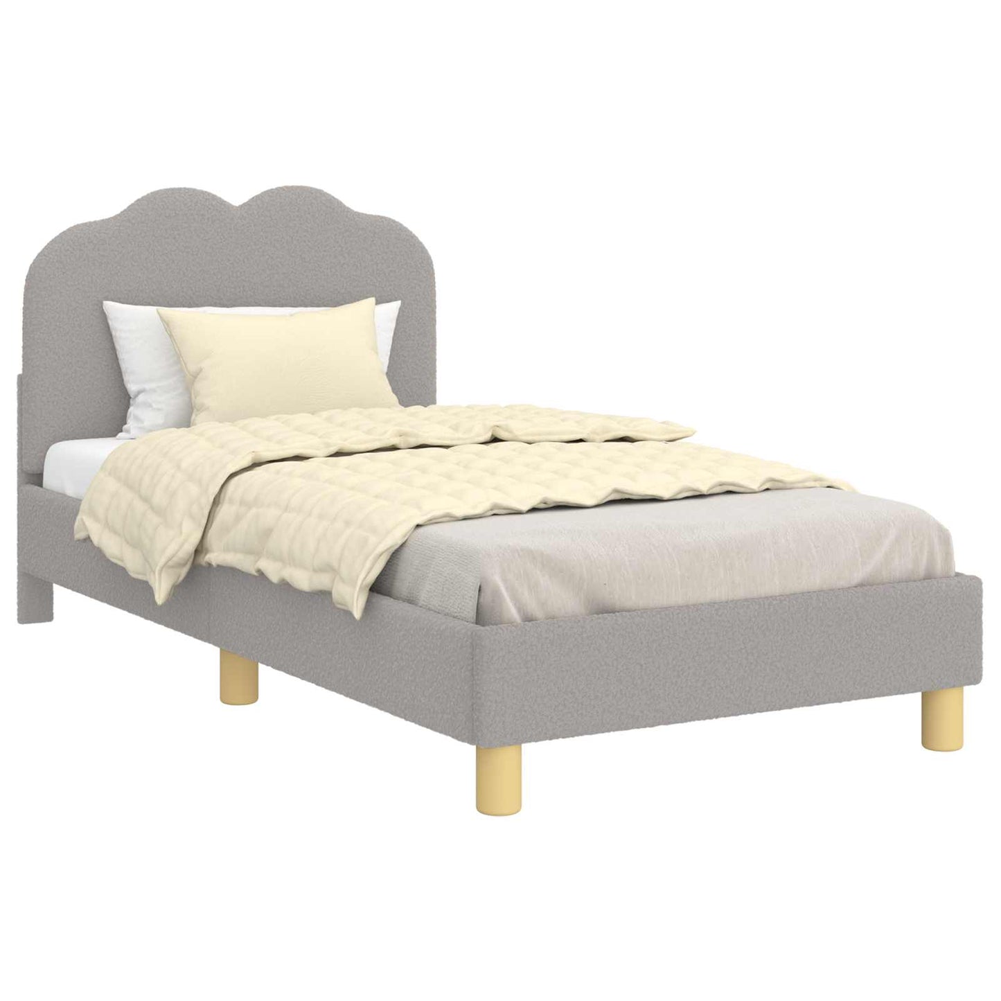 Gyerekágy kerettel fejtámlával Világosszürke 80 x 160 cm Bouclé