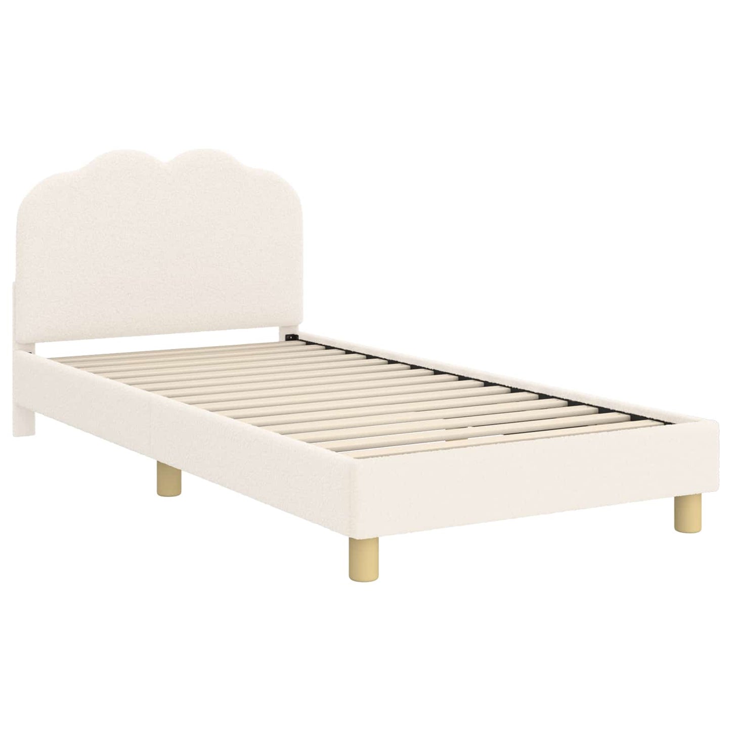 Gyerekágy kerettel fejtámlával Krémszínű 80 x 200 cm Bouclé