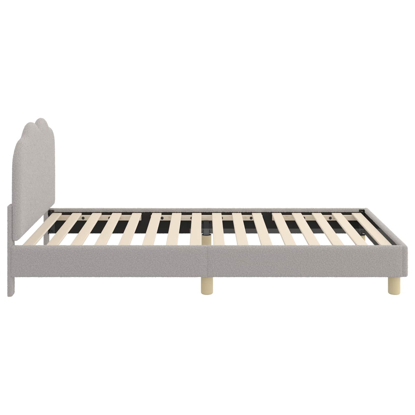 Gyerekágy kerettel fejtámlával Világosszürke 80x200 cm Bouclé