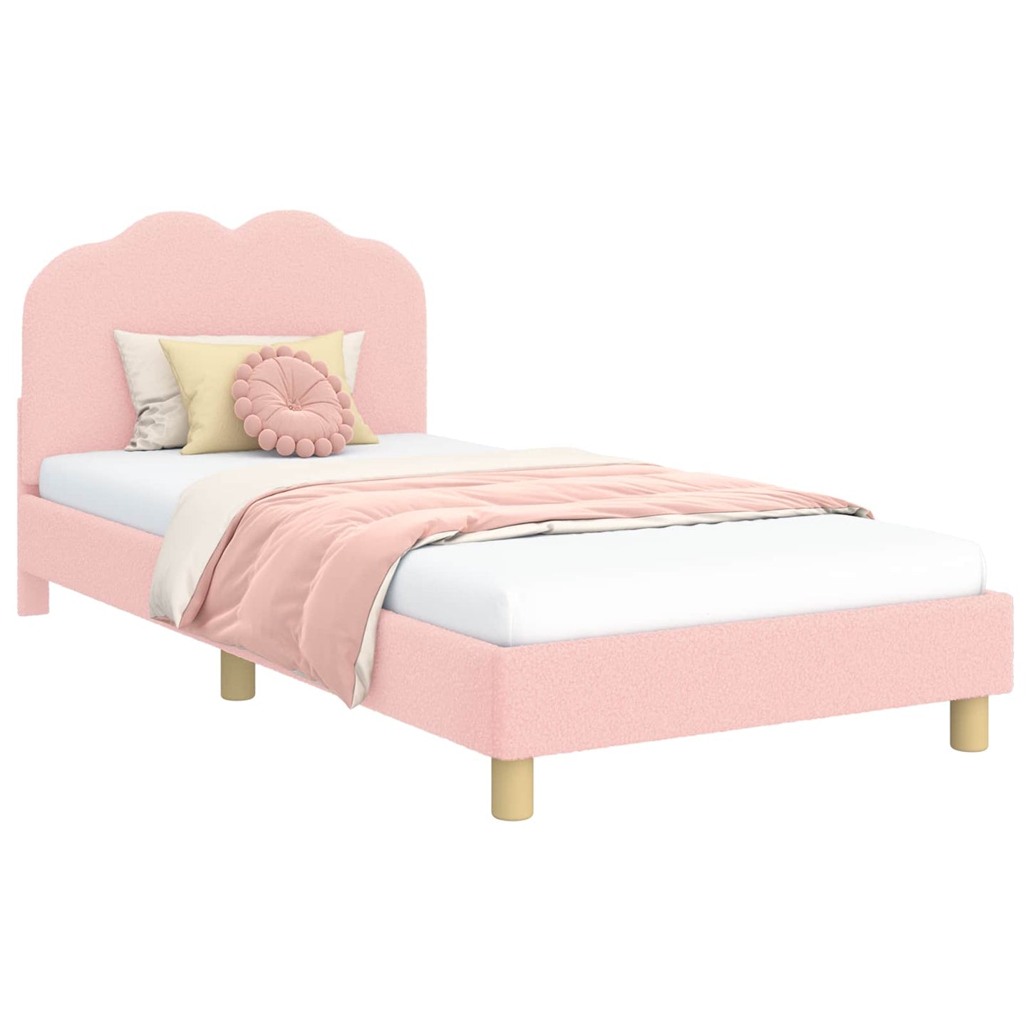 Gyerekágy kerettel fejtámlával Rózsaszín 90 x 190 cm Bouclé