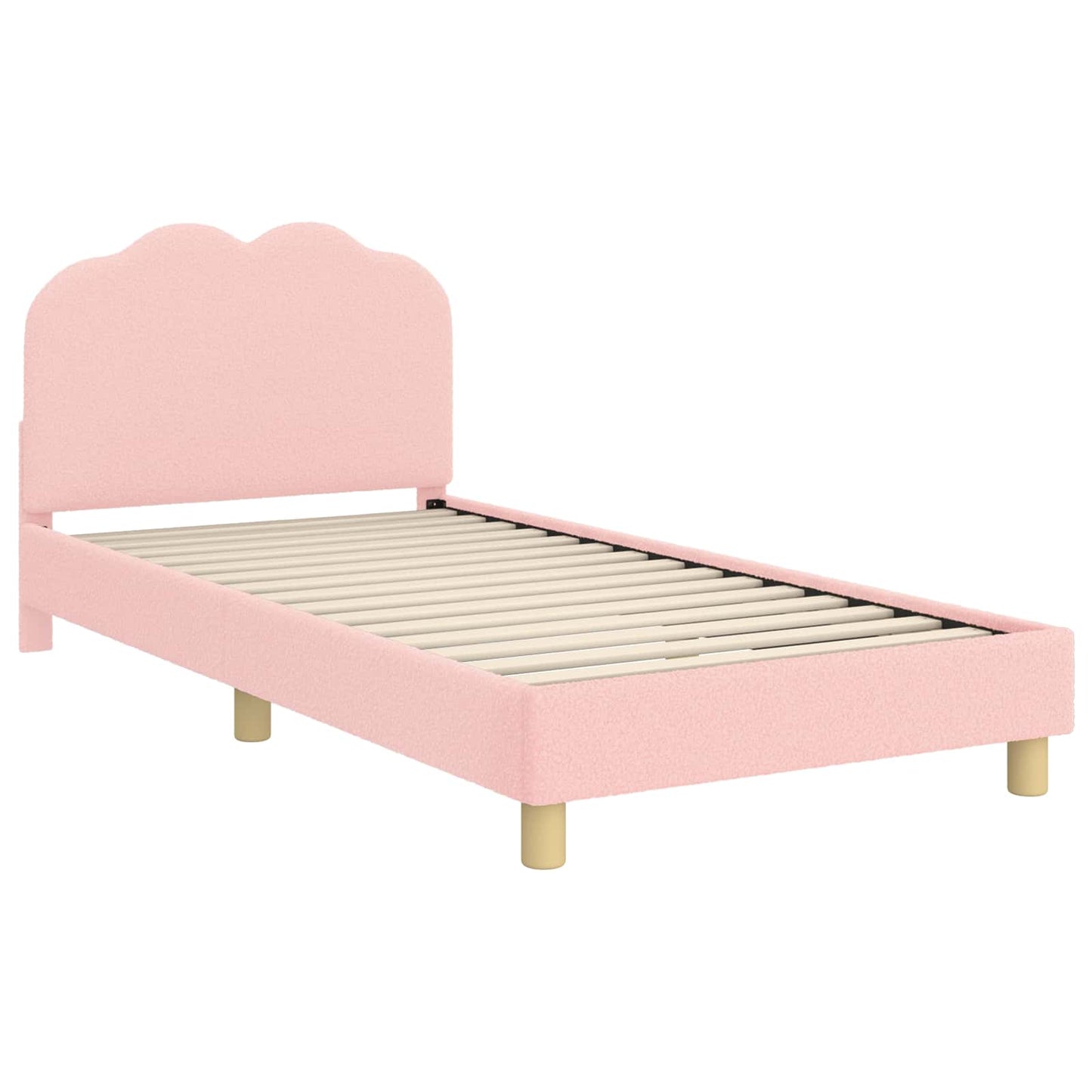 Gyerekágy kerettel fejtámlával Rózsaszín 90 x 200 cm Bouclé