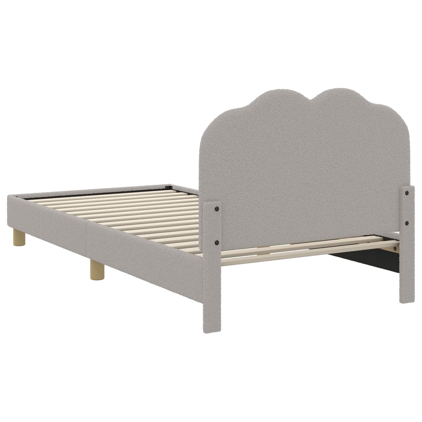 Gyerekágy kerettel fejtámlával Világosszürke 90x200 cm Bouclé