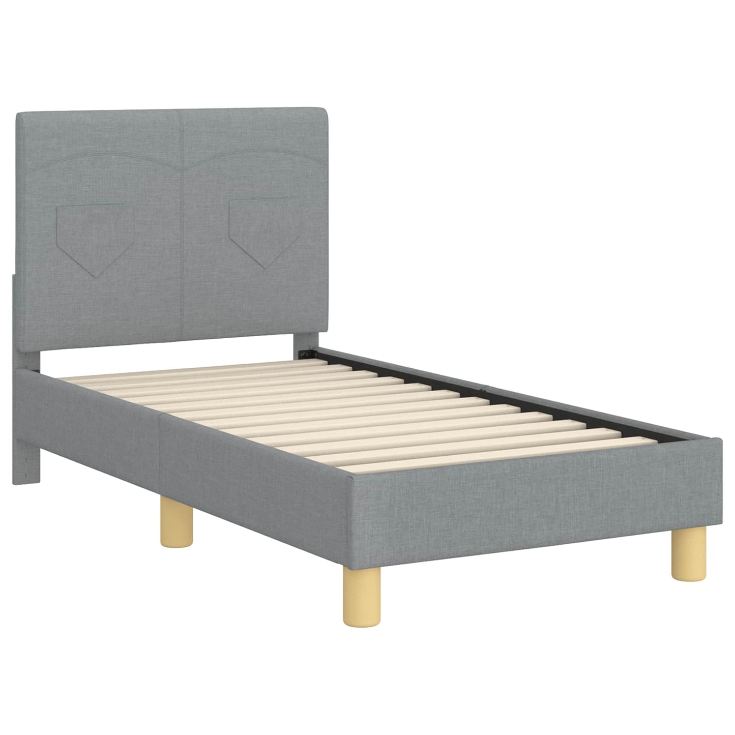 Gyerekágy keret fejtámlával Világosszürke 70 x 140 cm szövet