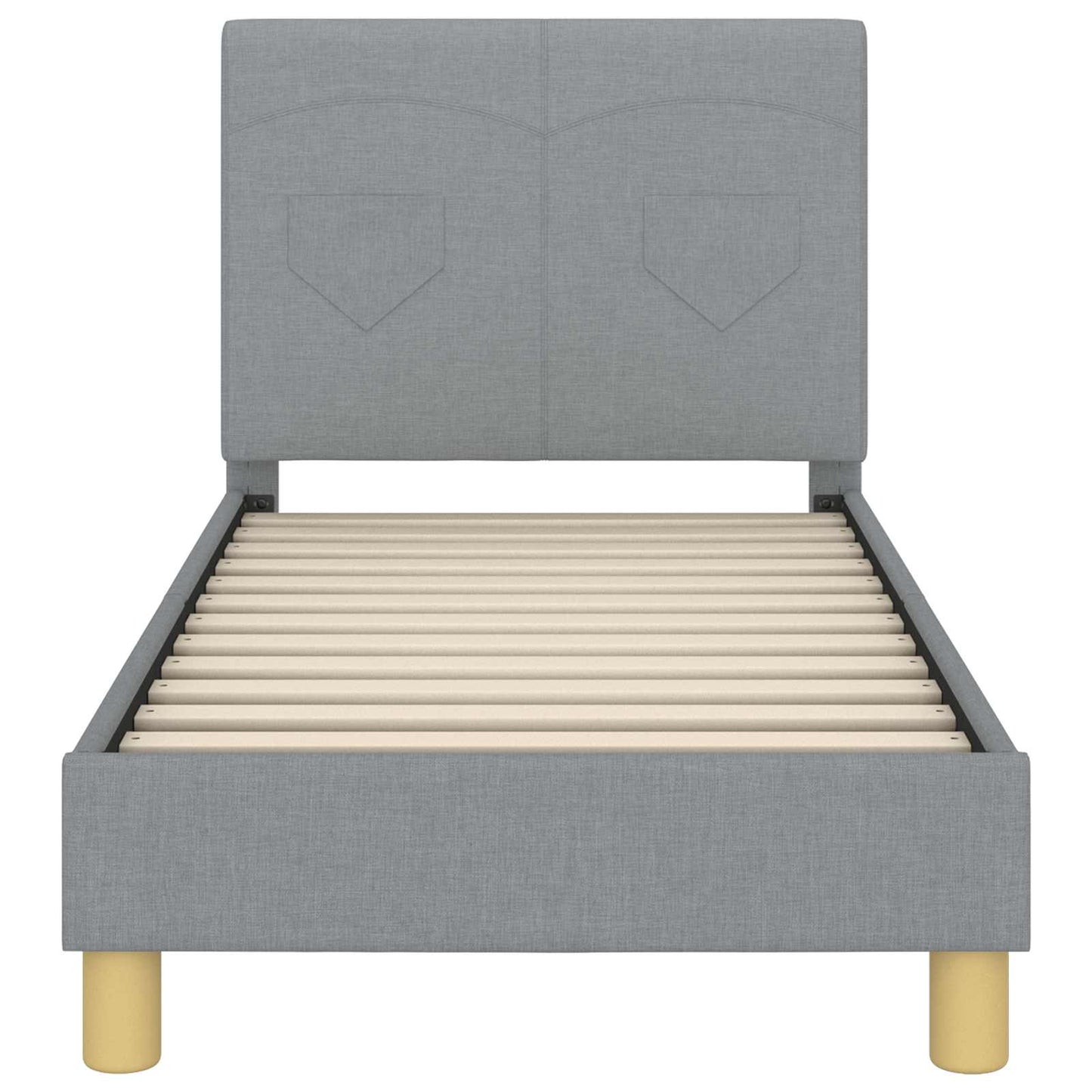 Gyerekágy keret fejtámlával Világosszürke 70 x 140 cm szövet