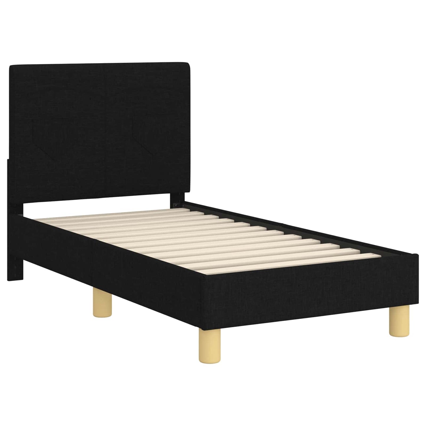 Gyerekágy keret fejtámlával Fekete 70 x 140 cm szövet