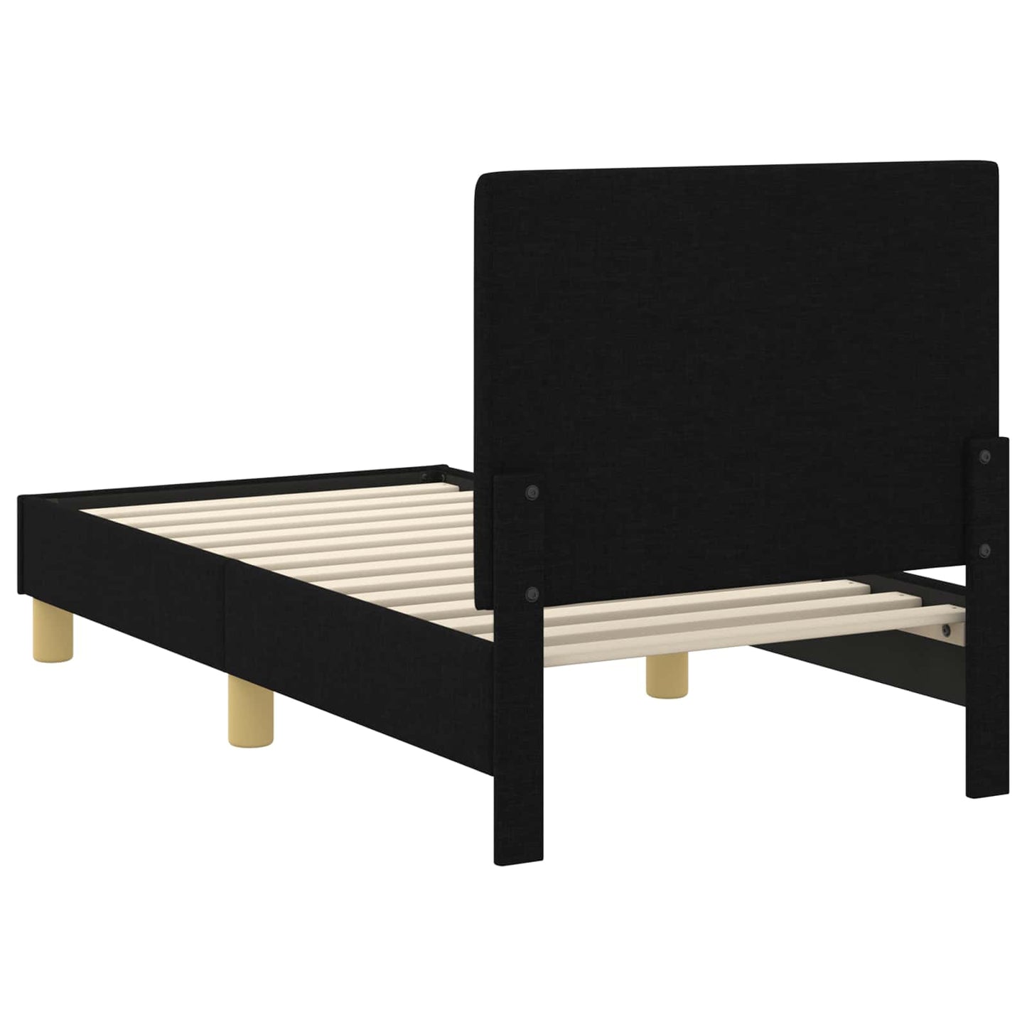 Gyerekágy keret fejtámlával Fekete 70 x 140 cm szövet