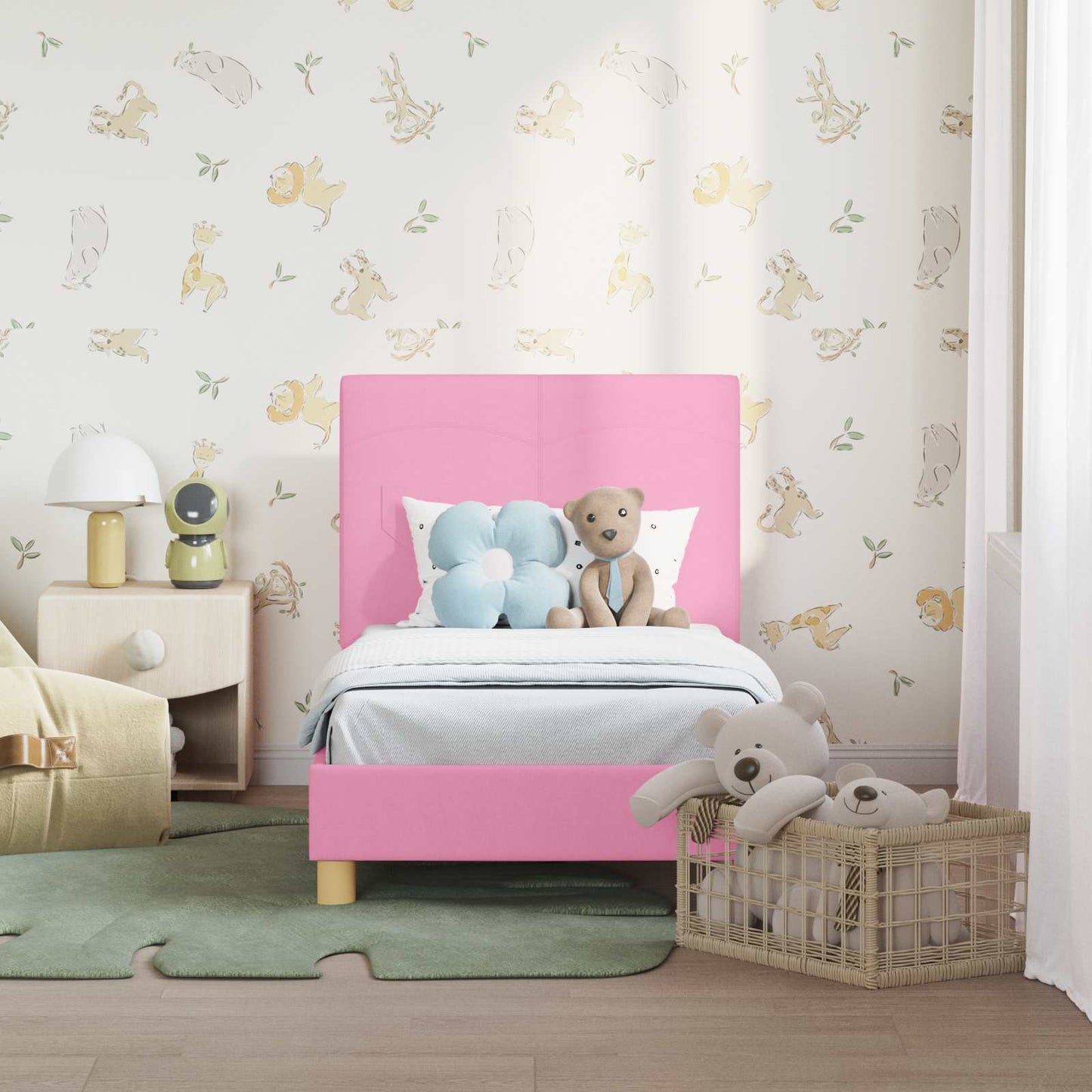 Gyerekágy keret fejtámlával Rózsaszín 70 x 140 cm szövet