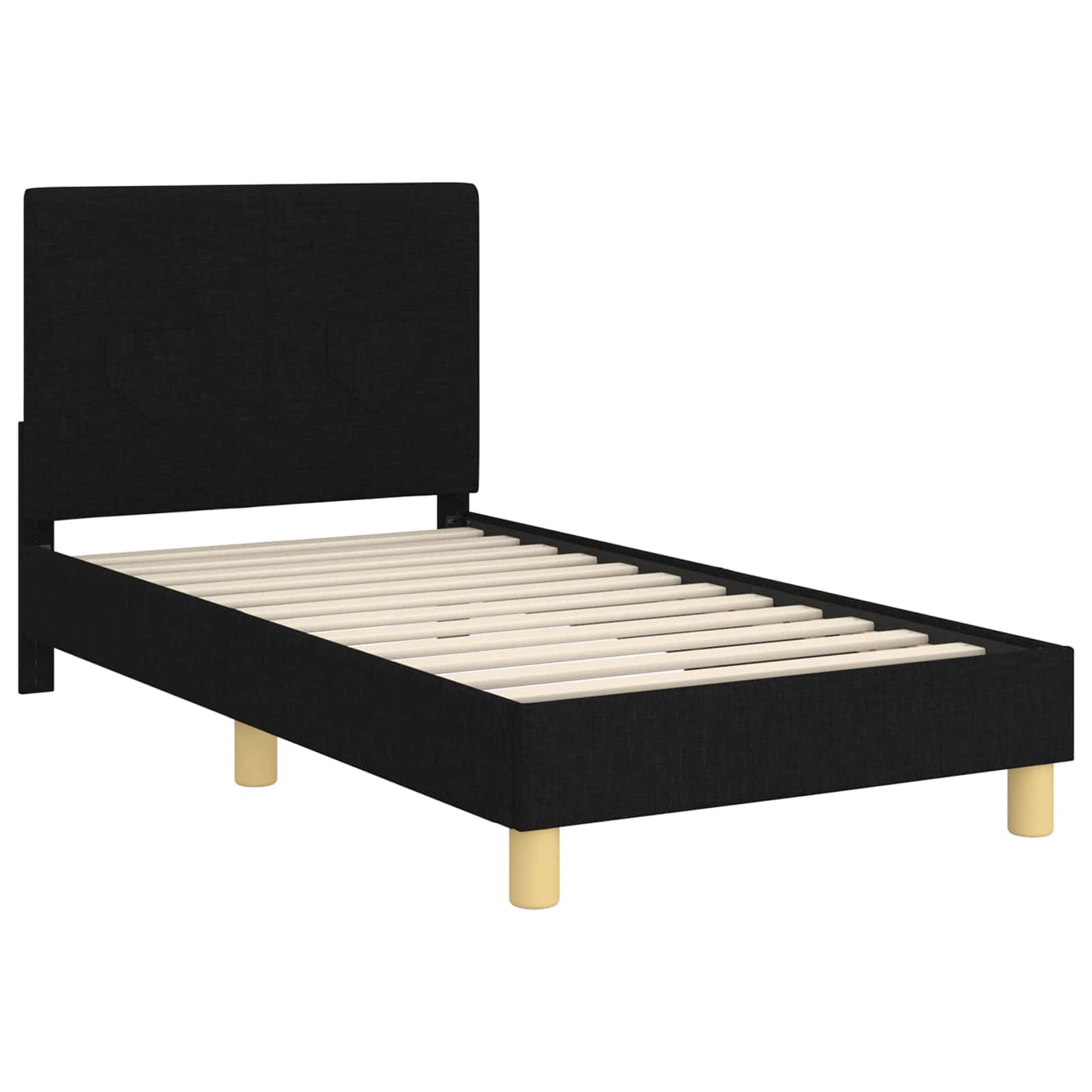 Gyerekágy kerettel fejtámlával Fekete 80 x 160 cm szövet