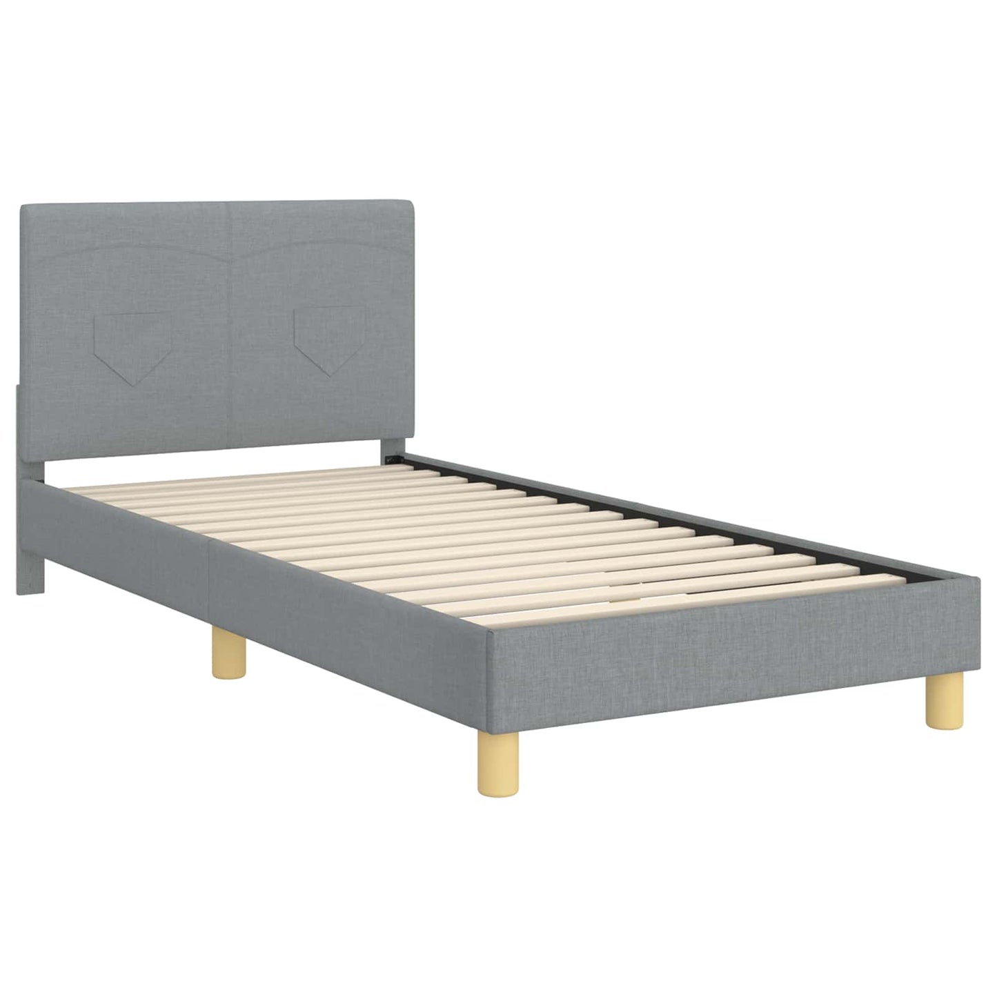 Gyerekágy kerettel fejtámlával Világosszürke 90 x 190 cm szövet