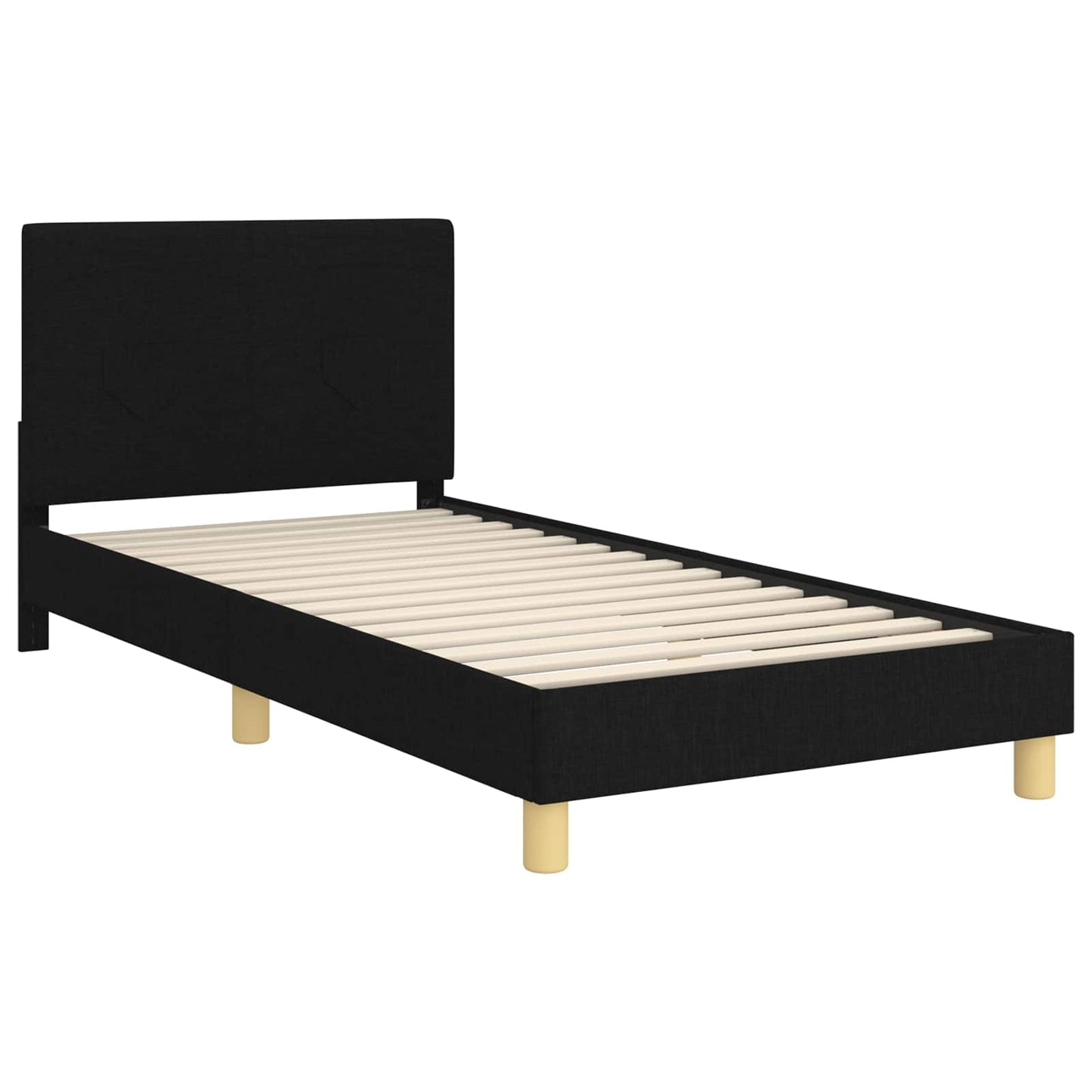 Gyerekágy kerettel fejtámlával Fekete 90 x 190 cm szövet