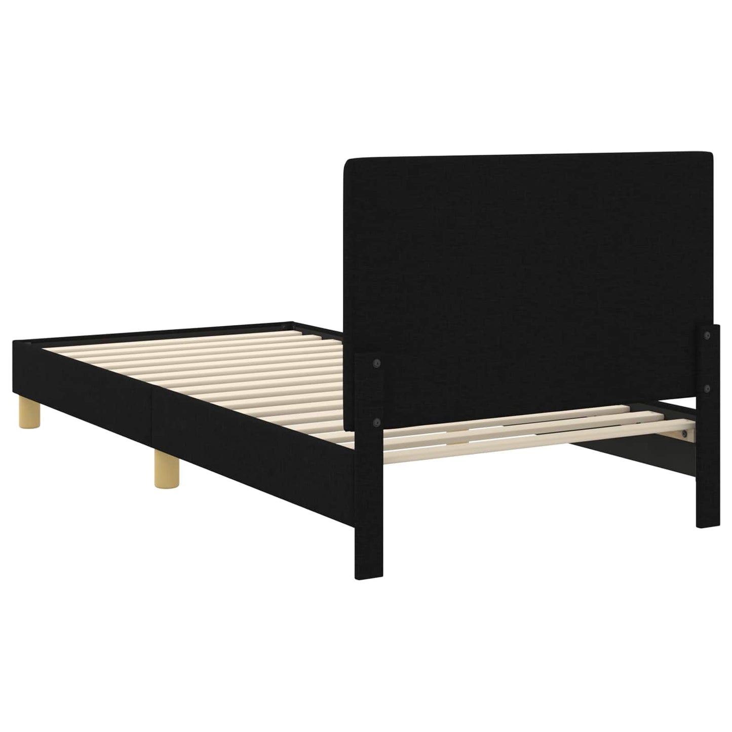 Gyerekágy kerettel fejtámlával Fekete 90 x 200 cm szövet