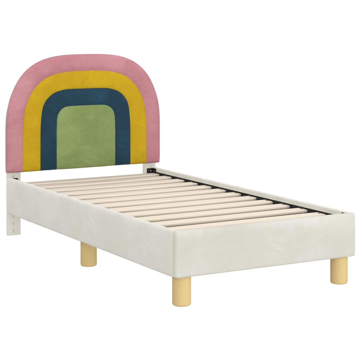 Gyerekágy keret fejtámlával Krémszínű 70 x 140 cm Bársony