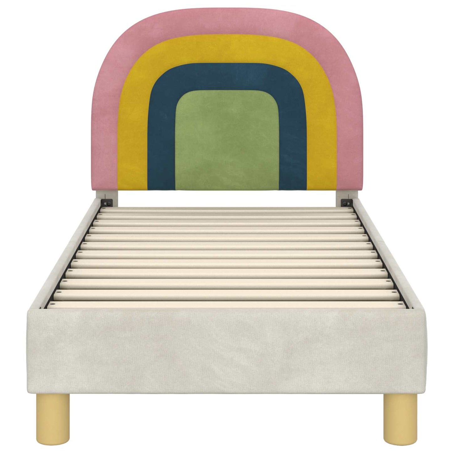 Gyerekágy keret fejtámlával Krémszínű 70 x 140 cm Bársony