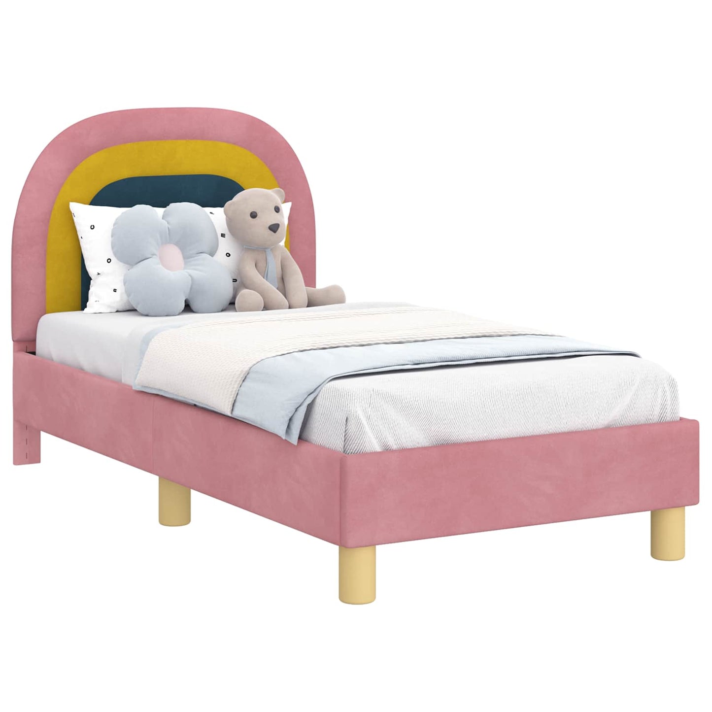 Gyerekágy keret fejtámlával Rózsaszín 70 x 140 cm Bársony
