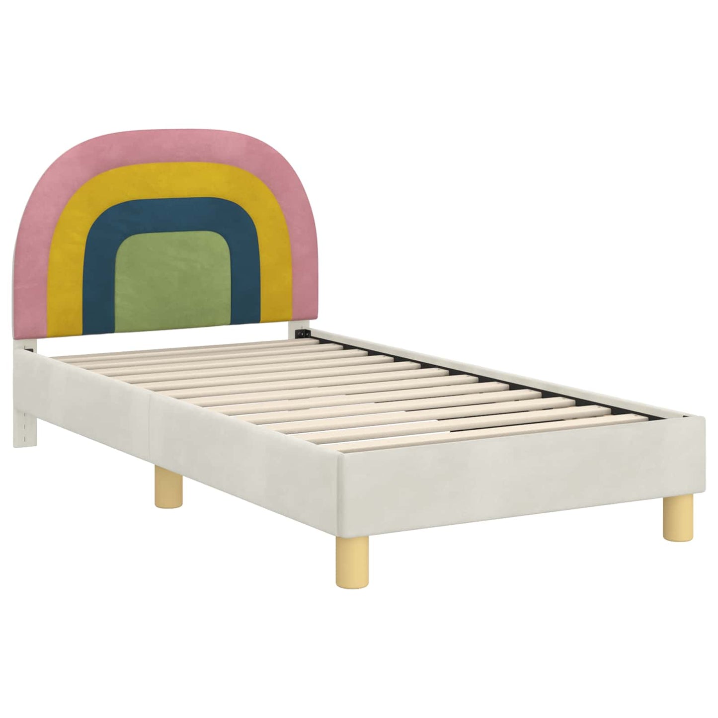 Gyerekágy kerettel fejtámlával Krémszínű 80 x 160 cm Bársony